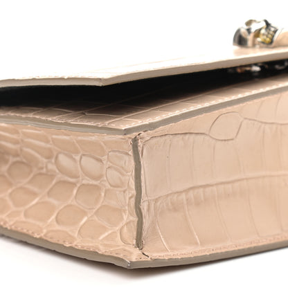 Alexander McQueen Calfskin Crocodile Embossed Skull Mini Crossbody Bag Beige 8 of 15
