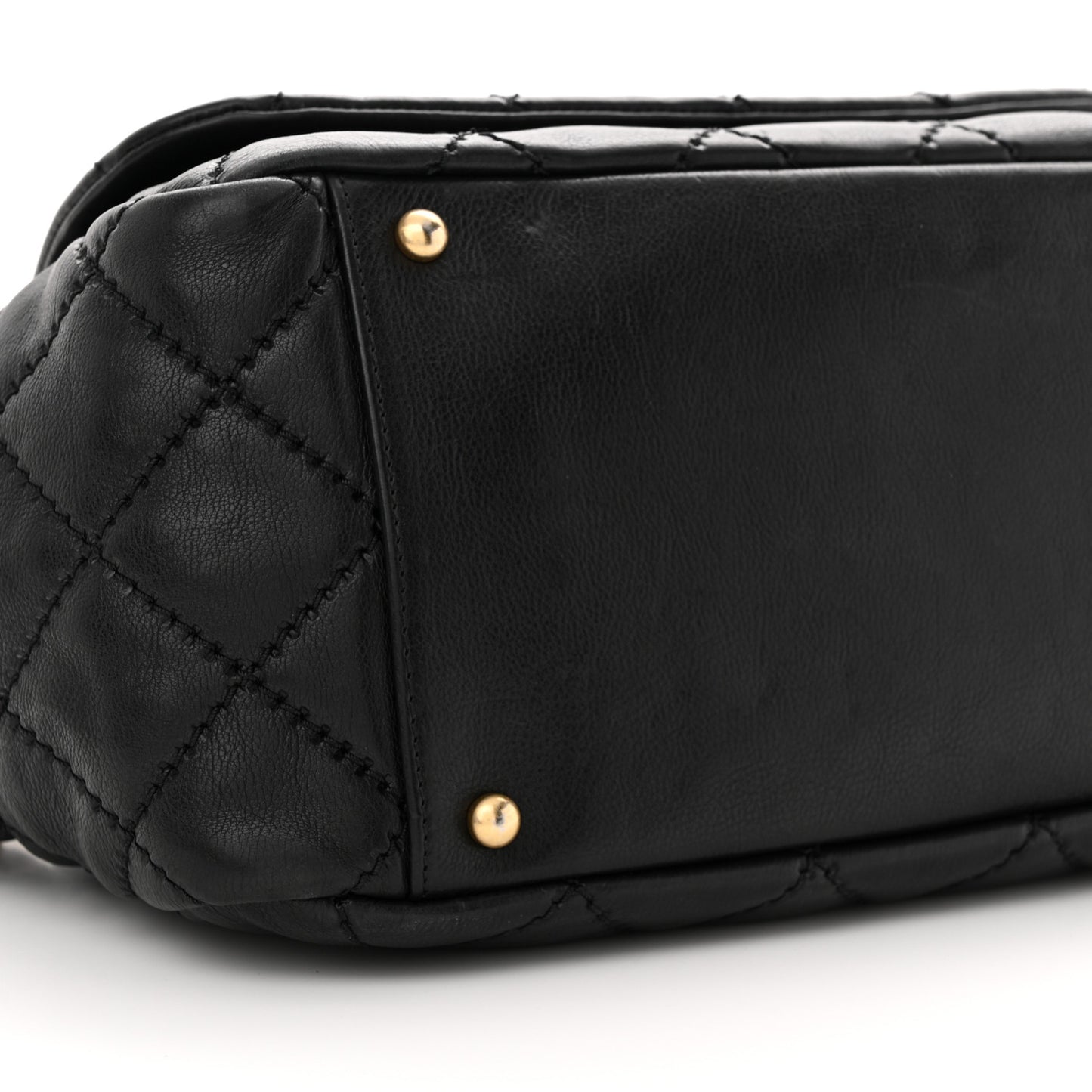 Calfskin Quilted Retro Chain Flap Black