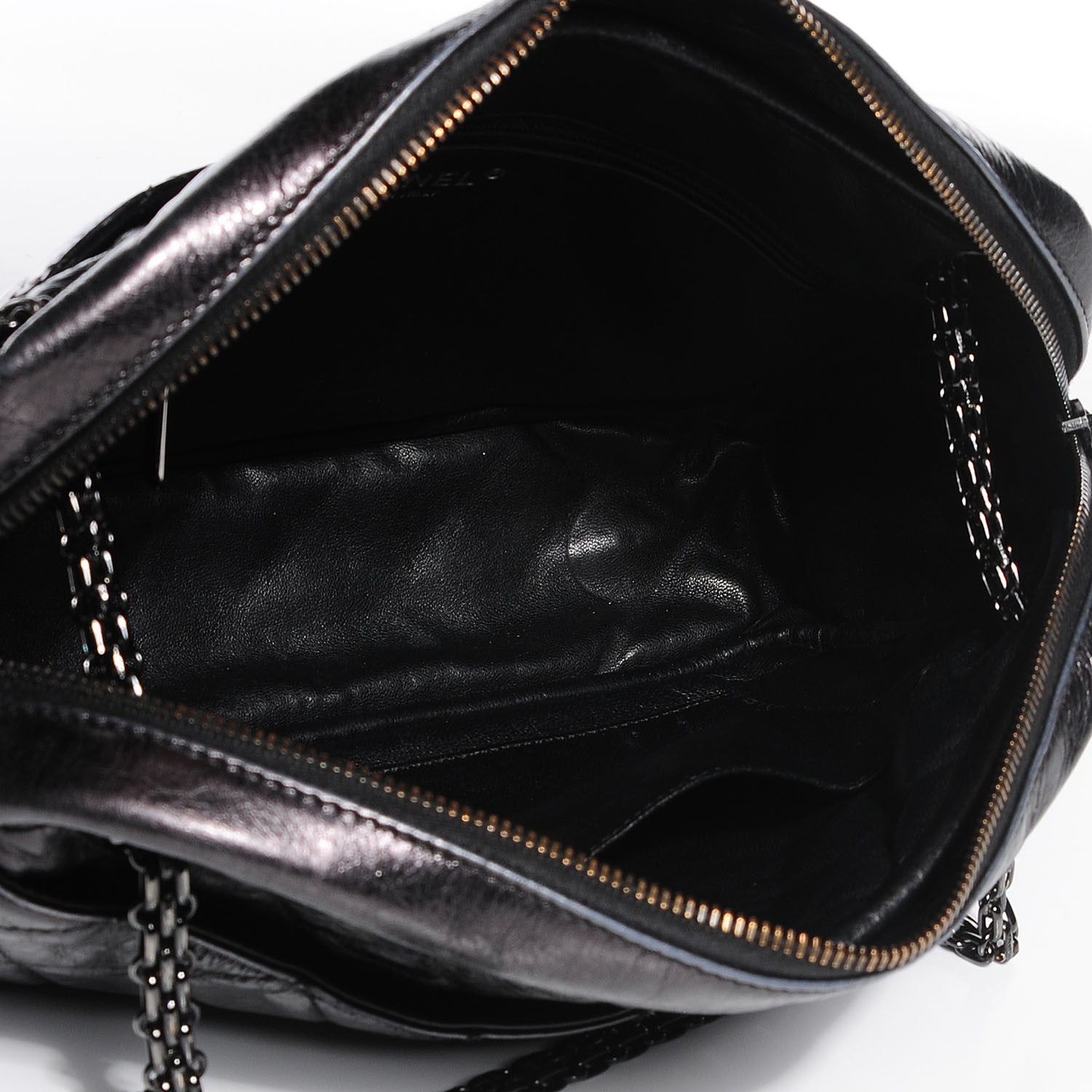 Chanel Metallic Aged Calfskin Quilted Medium Reissue Camera Case Black 7 of 7
