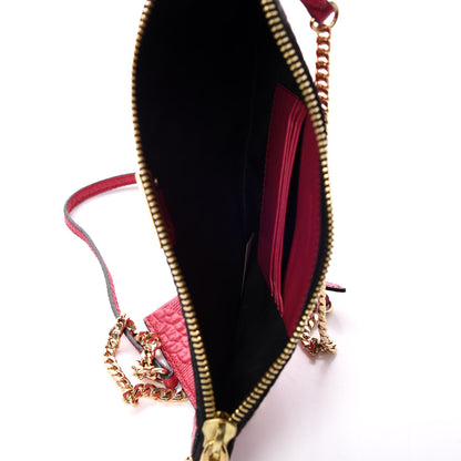 Burberry Signature Grain Calfskin Check Embossed Peyton Crossbody Clutch Bag Vibrant Fuchsia 5 of 9