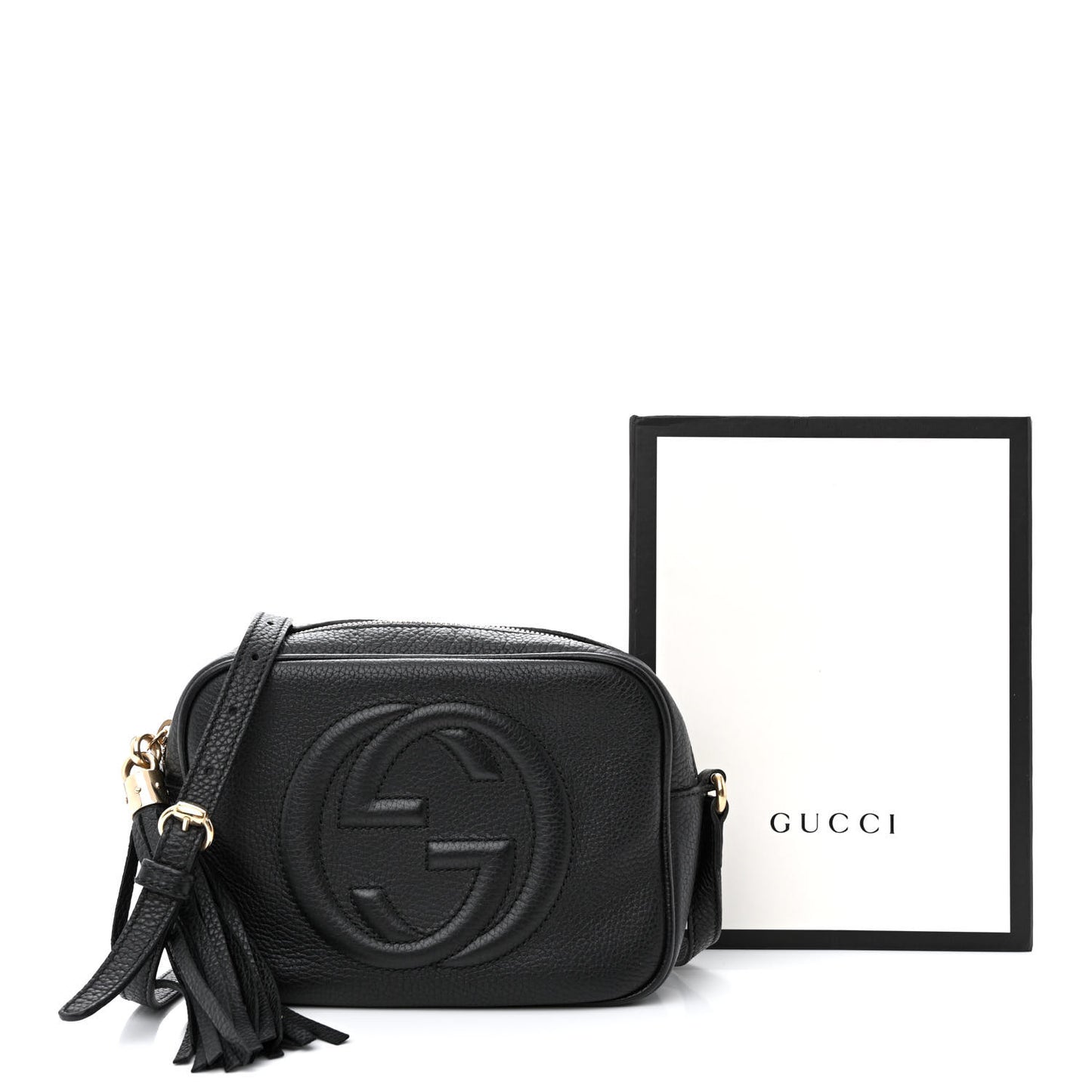 Pebbled Calfskin Small Soho Disco Bag Black