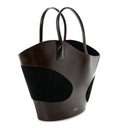 Salvatore Ferragamo Calfskin Suede Cut Out Large Tote Brown Black 4 of 11