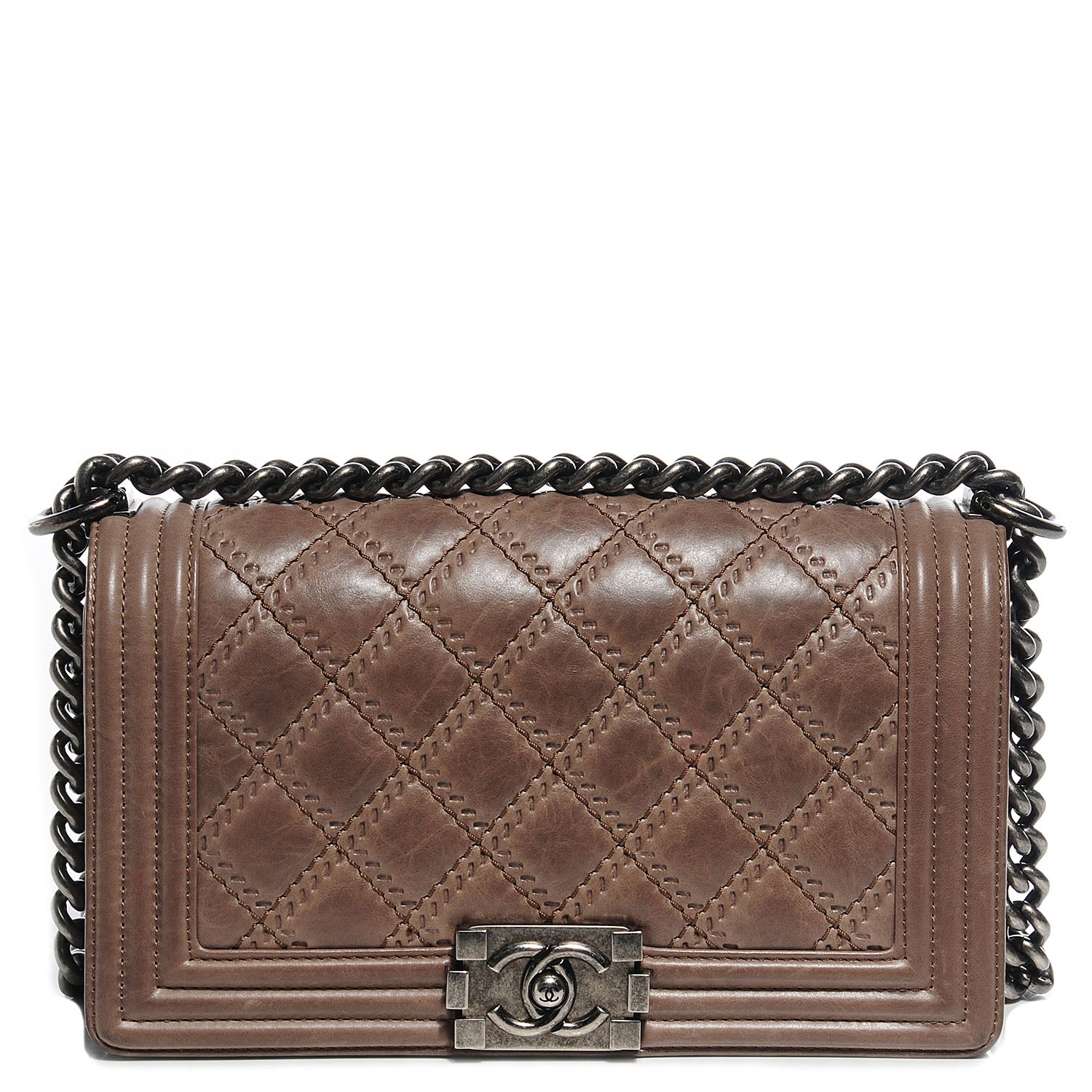 Chanel Calfskin Quilted Double Stitch Medium Boy Flap 1 of 8