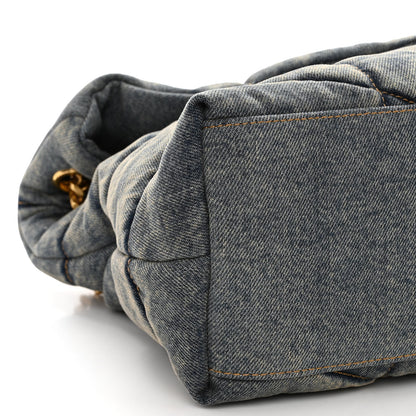 Saint Laurent Denim Quilted Medium Loulou Puffer Monogram Chain Satchel Blue Cinnamon 8 of 9