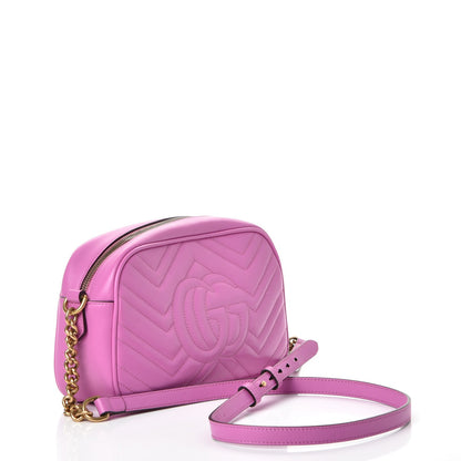 Gucci Calfskin Matelasse Small GG Marmont Chain Shoulder Bag Candy Mousse 3 of 8