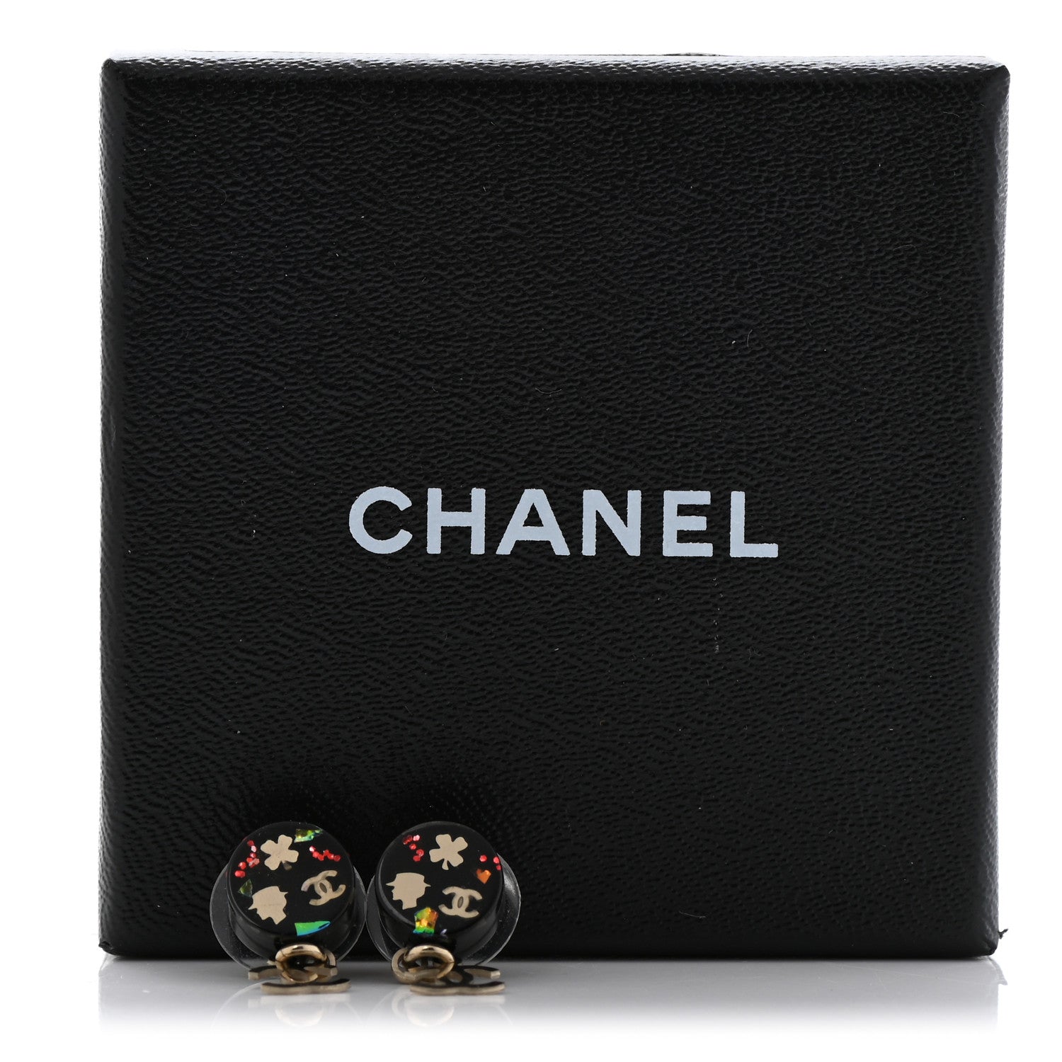 Chanel Resin CC Earrings Black Multicolor 5 of 5