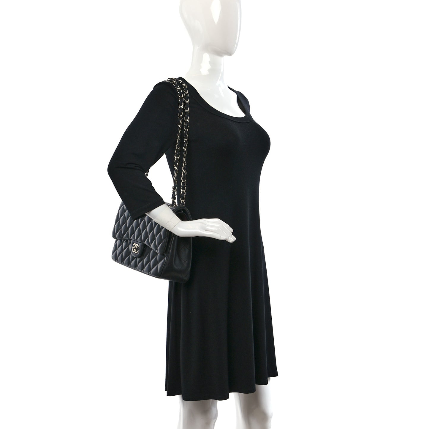 Lambskin Quilted Jumbo Double Flap Black