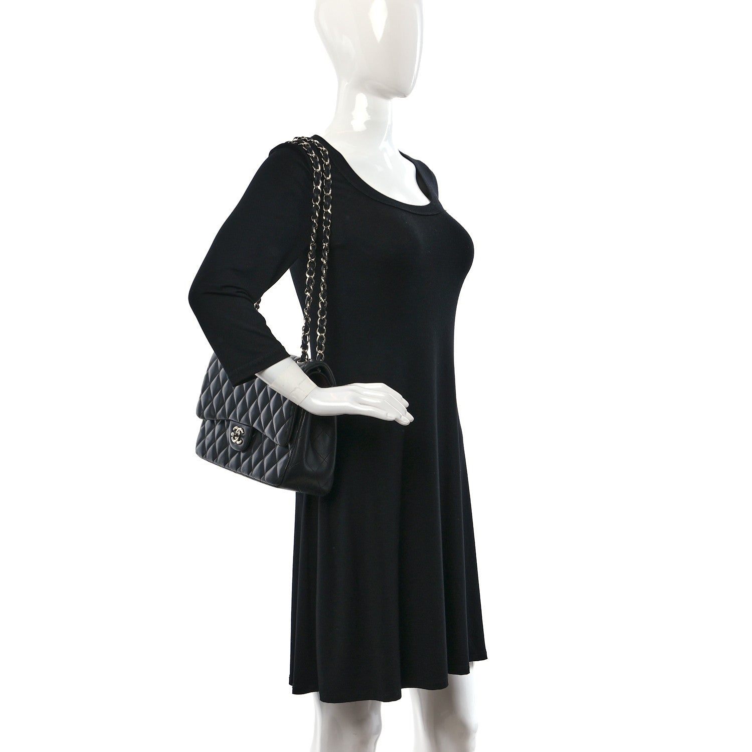 Chanel Lambskin Quilted Jumbo Double Flap Black 2 of 12