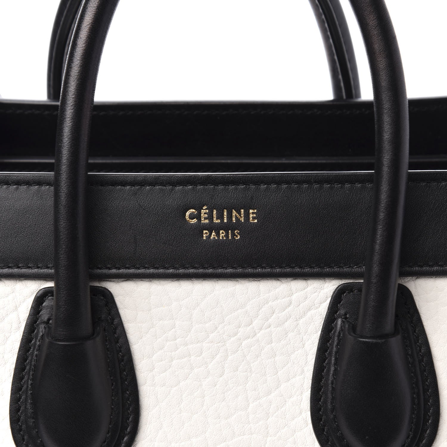 Celine Bullhide Calfskin Nubuck Bi-Color Nano Luggage Black White 9 of 9