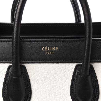 Celine Bullhide Calfskin Nubuck Bi-Color Nano Luggage Black White 9 of 9