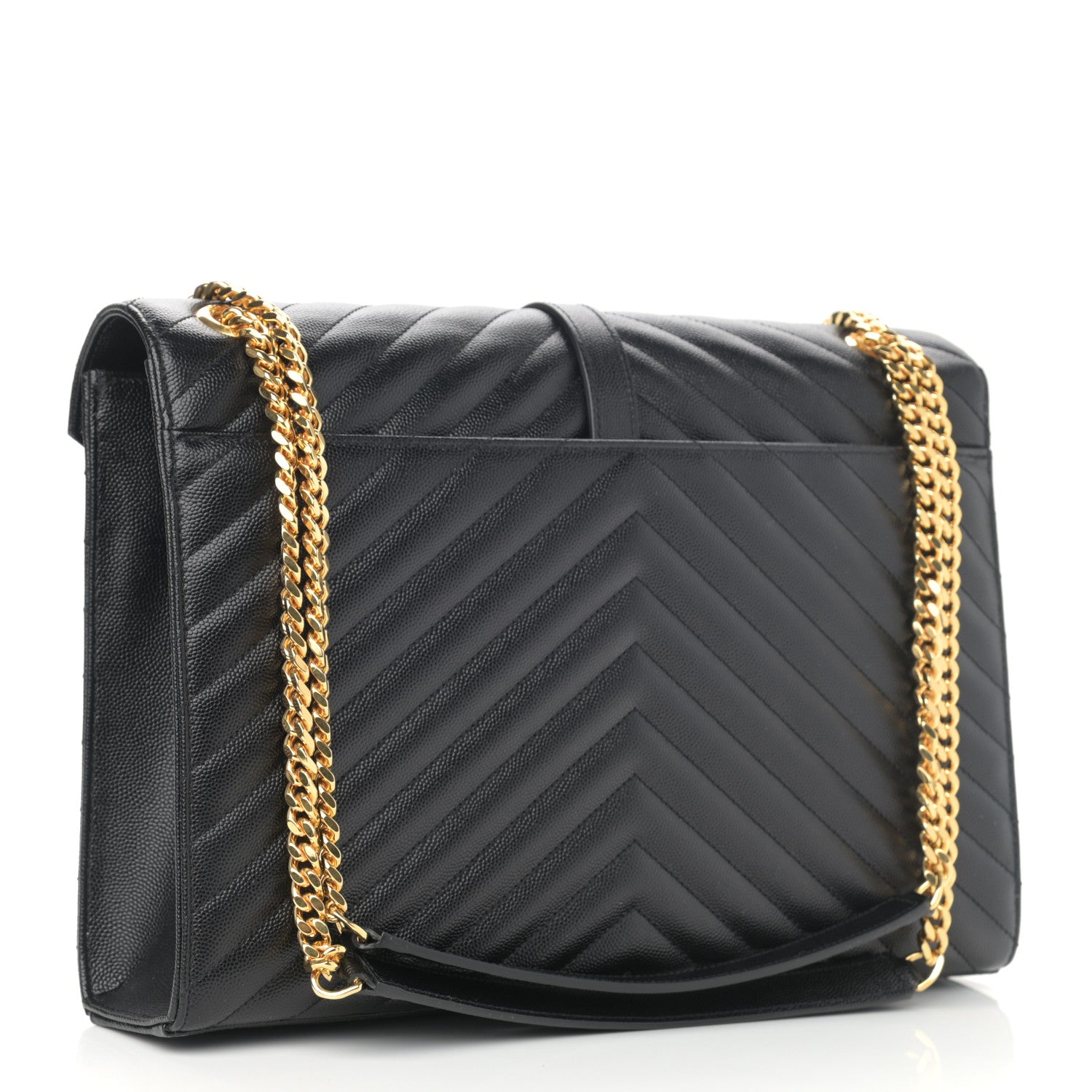 Saint Laurent Grain De Poudre Matelasse Chevron Large Monogram Satchel Black 2 of 10