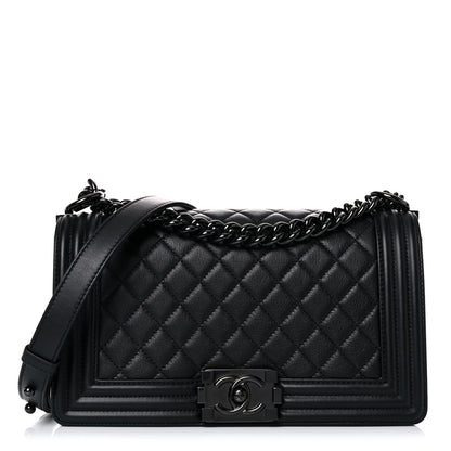 Chanel Calfskin Quilted Medium Boy Flap So Black 1 of 10