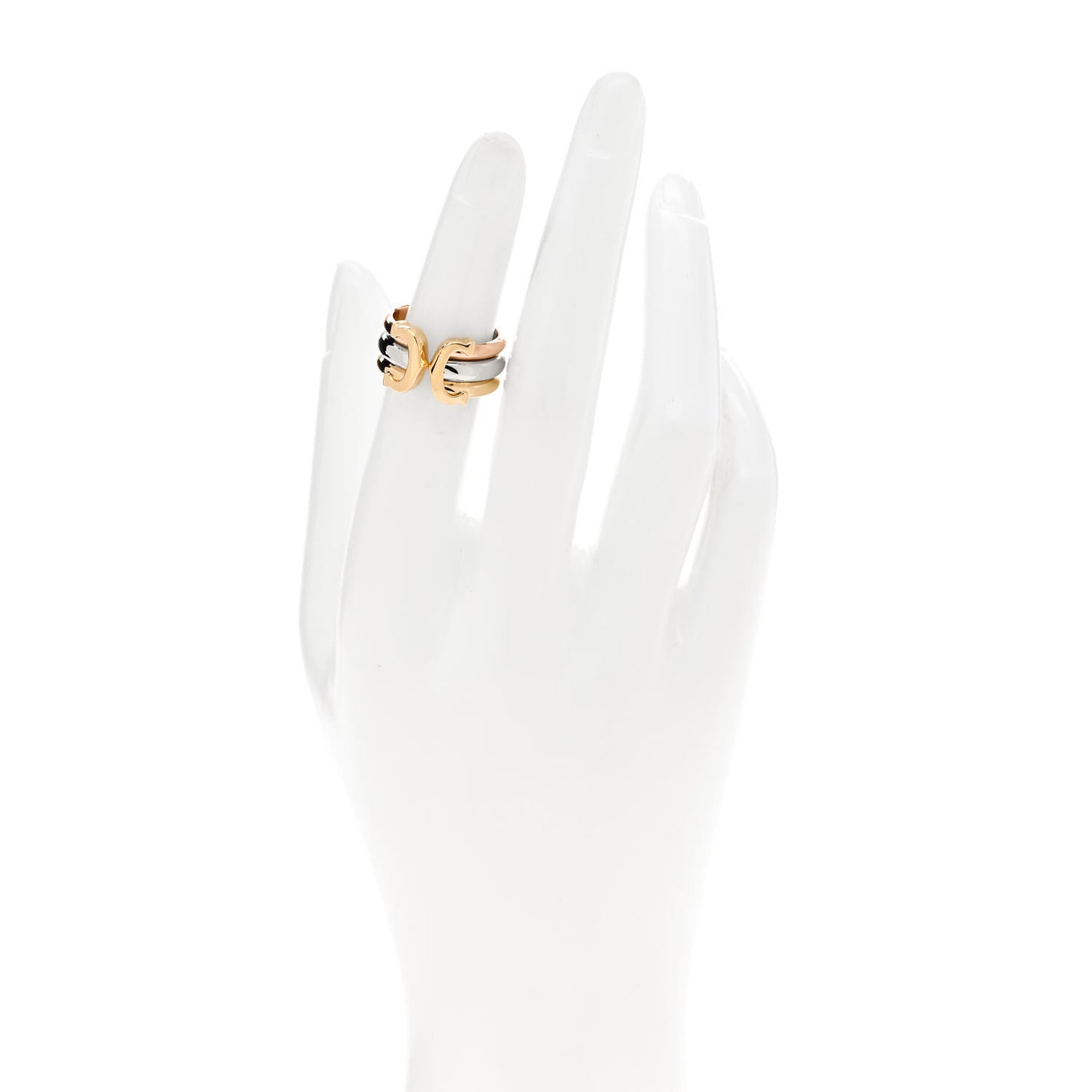 18K Pink Yellow White Gold C De Cartier Ring 48 4.5