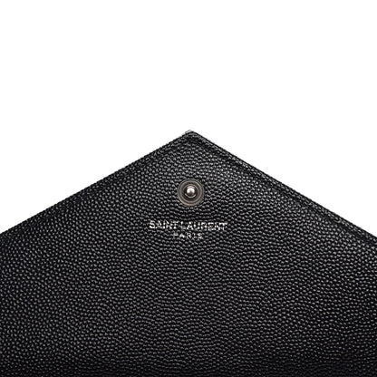 Saint Laurent Grain De Poudre Matelasse Chevron Monogram Chain Wallet Black 5 of 7