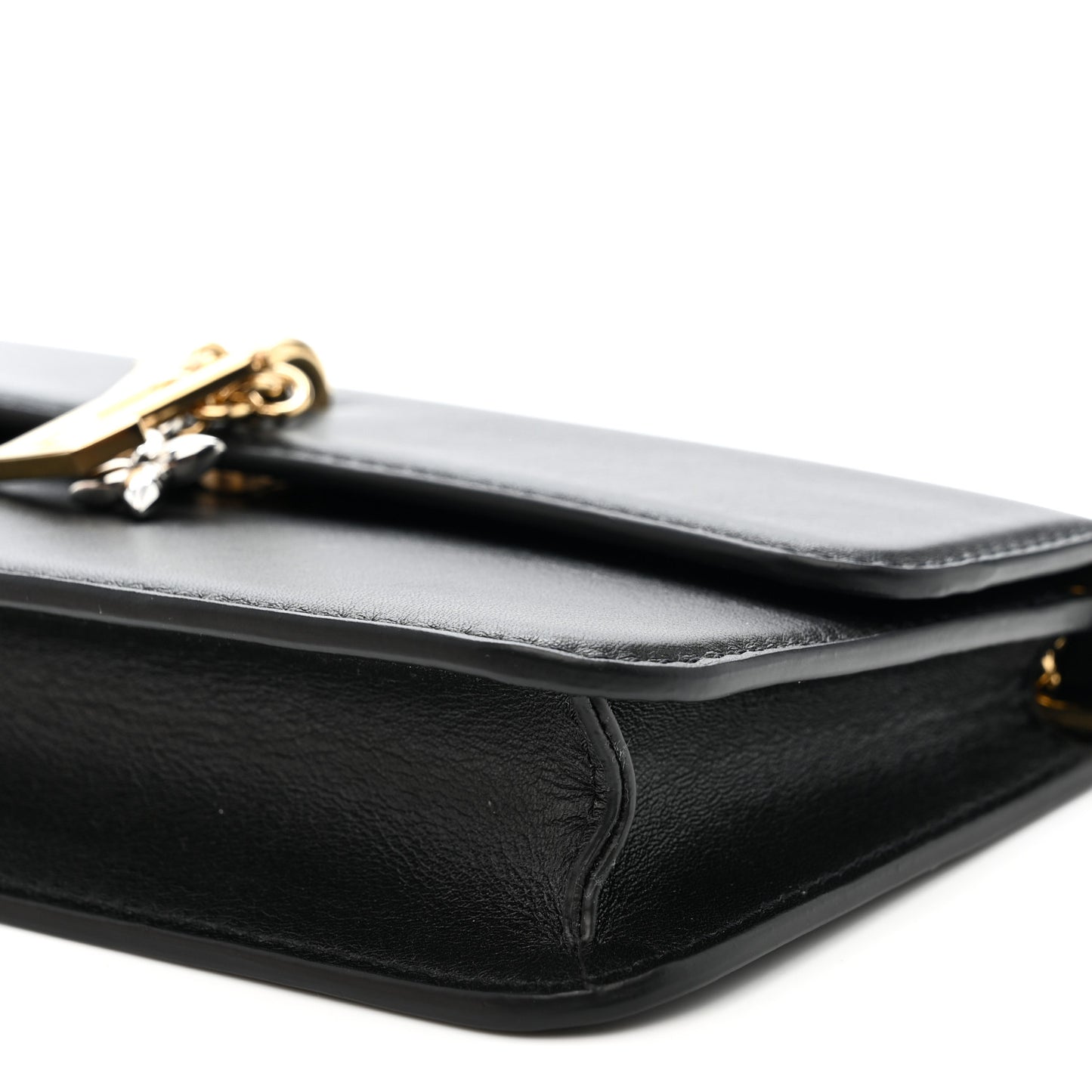 Calfskin LV Bloom Wallet On Chain Black
