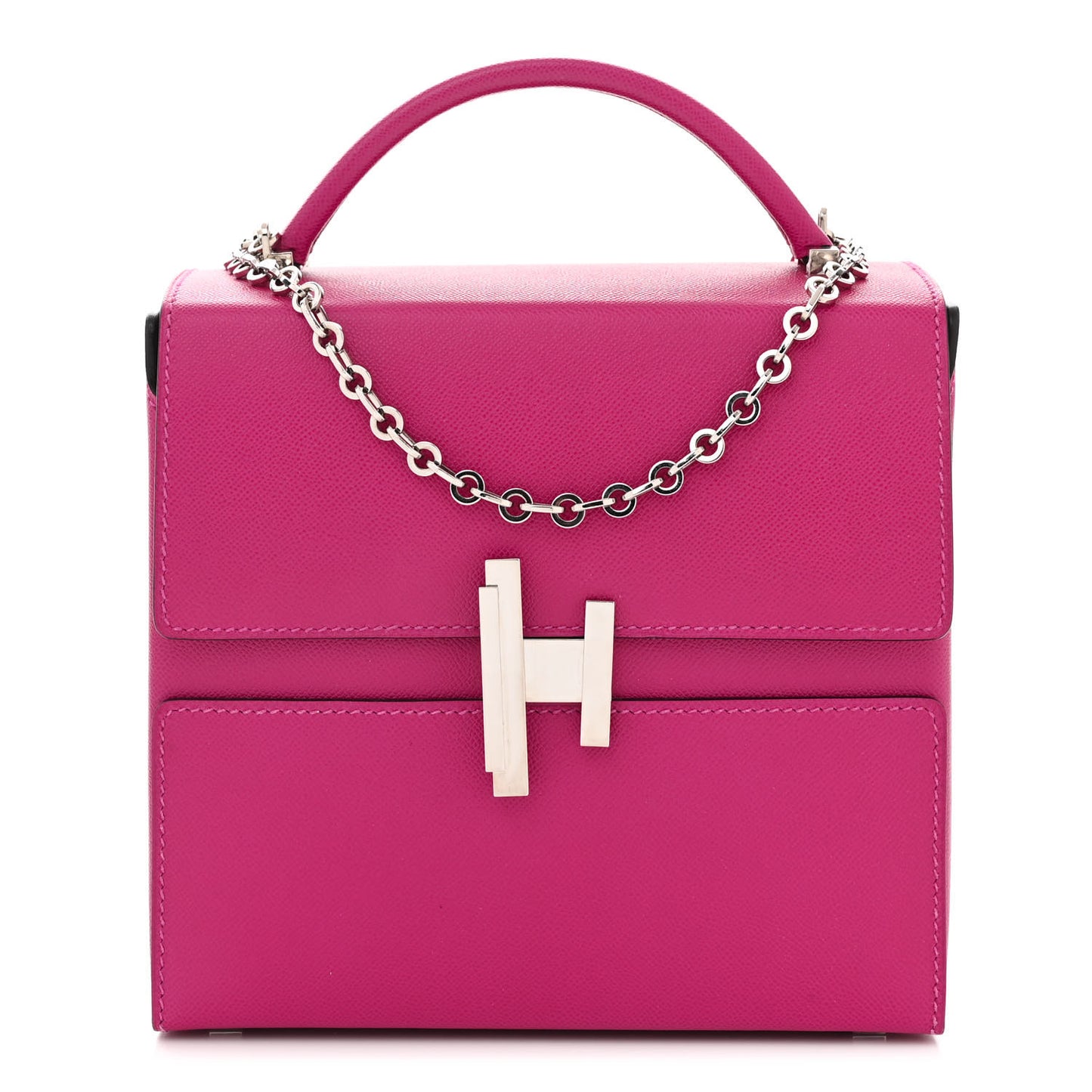 Madame Calfskin Cinhetic Boxy Top Handle Bag Rose Pourpre