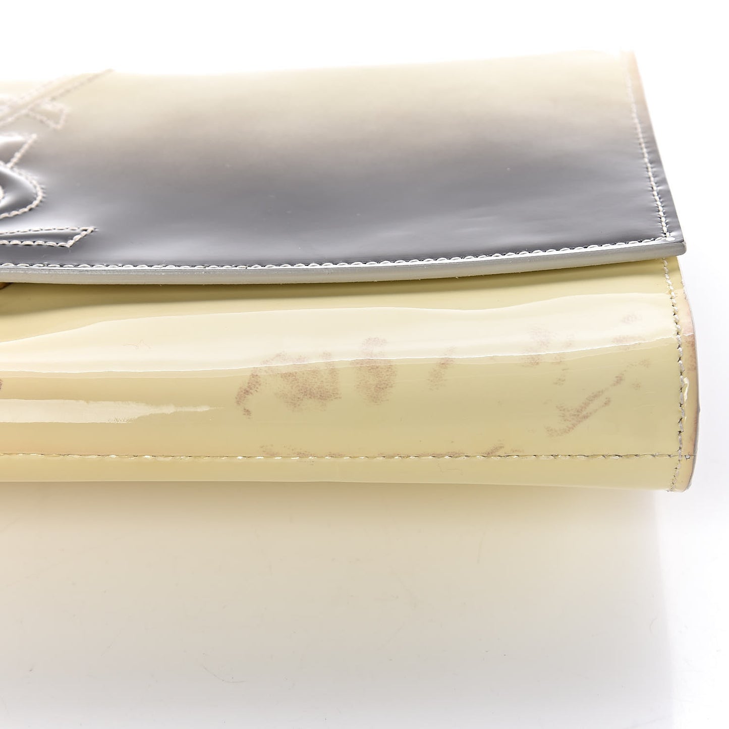 Patent Calfskin Ombre Monogram Large Belle De Jour Clutch Ivory Black