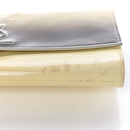Saint Laurent Patent Calfskin Ombre Monogram Large Belle De Jour Clutch Ivory Black 7 of 12