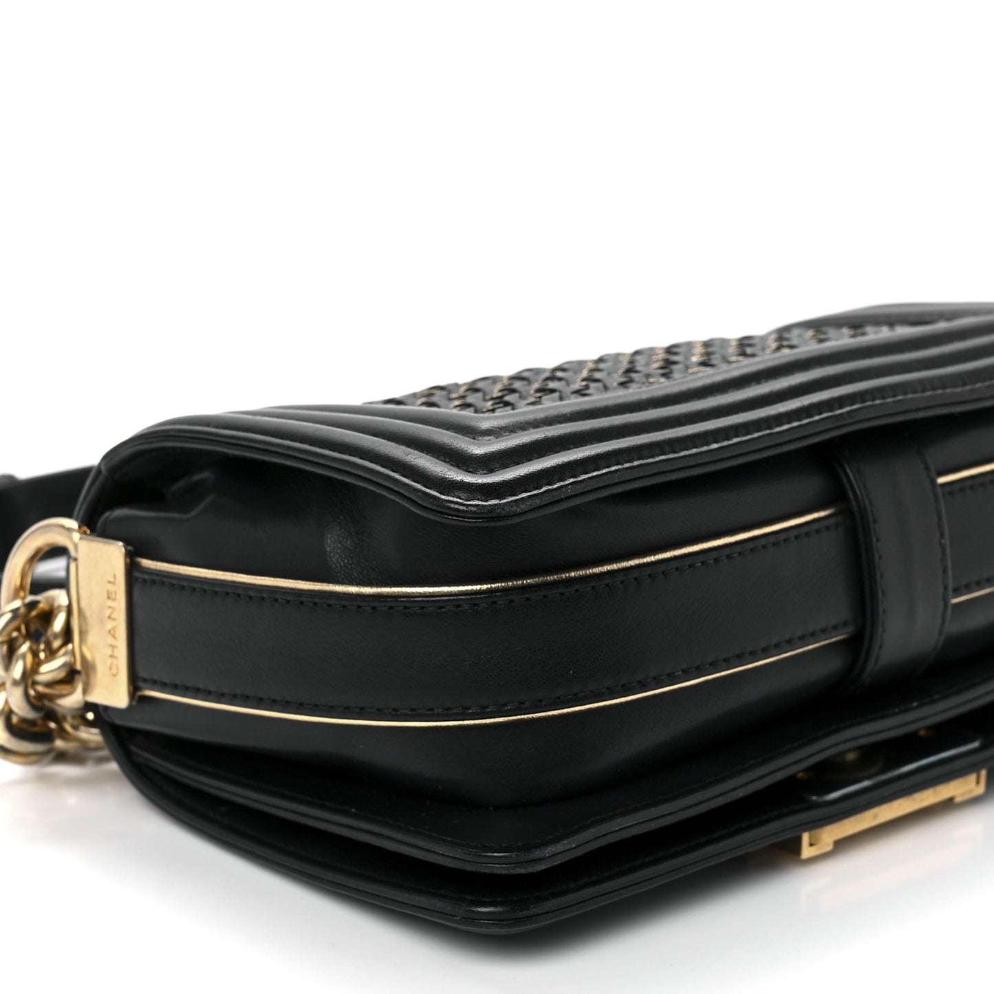Sheepskin Braided Small Boy Reverso Flap Black