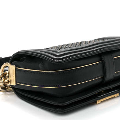 Chanel Sheepskin Braided Small Boy Reverso Flap Black 9 of 10