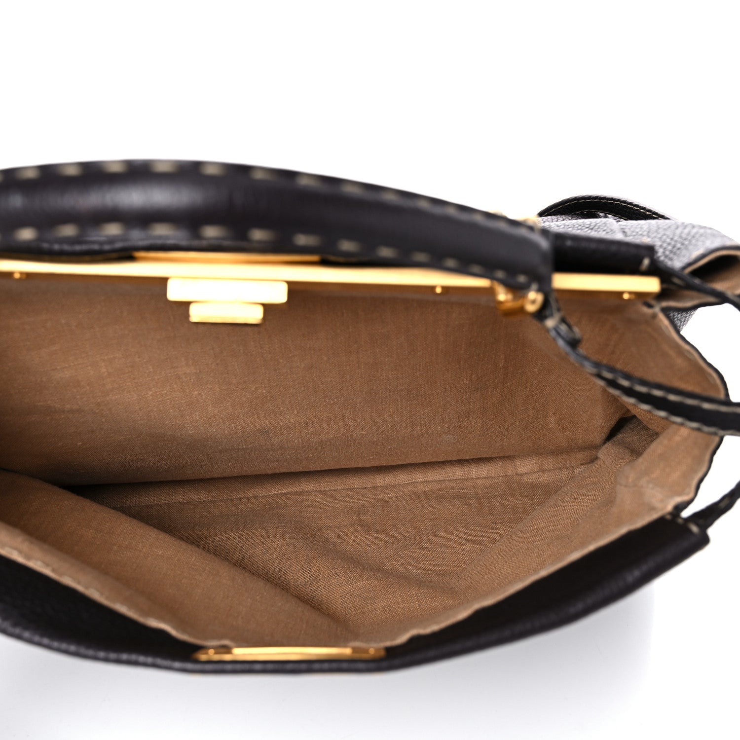 Fendi Cuoio Romano Selleria Large Peekaboo Iconic Satchel Moro 13 of 15