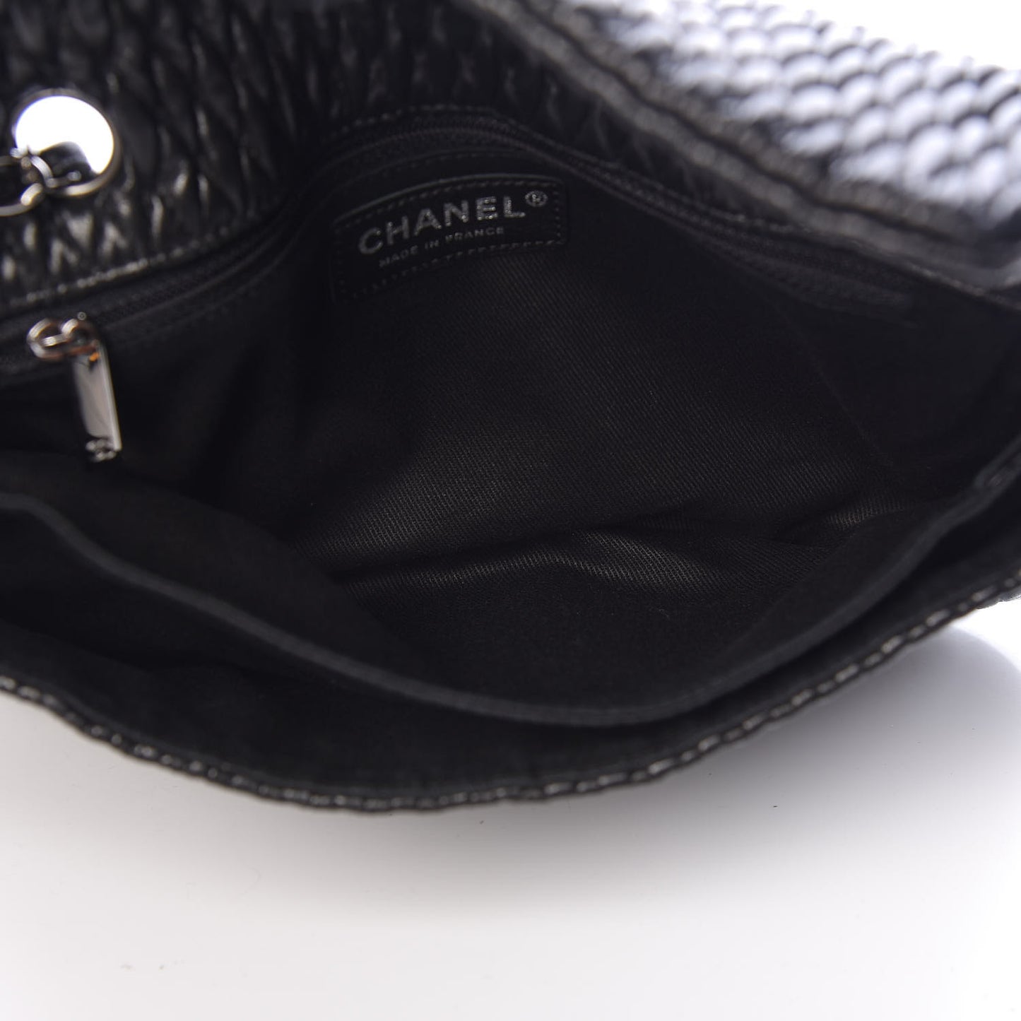 Vinyl Lambskin Quilted Shoulder Flap Black