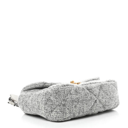 Chanel Tweed Quilted Medium Chanel 19 Flap Grey Ecru 3 of 4