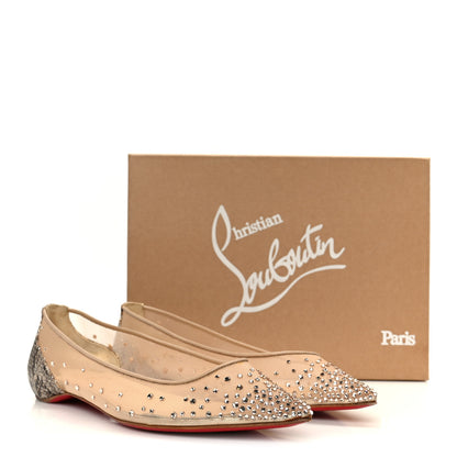 Christian Louboutin Crystal Strass Follies Flats 38 Light Silk 9 of 9