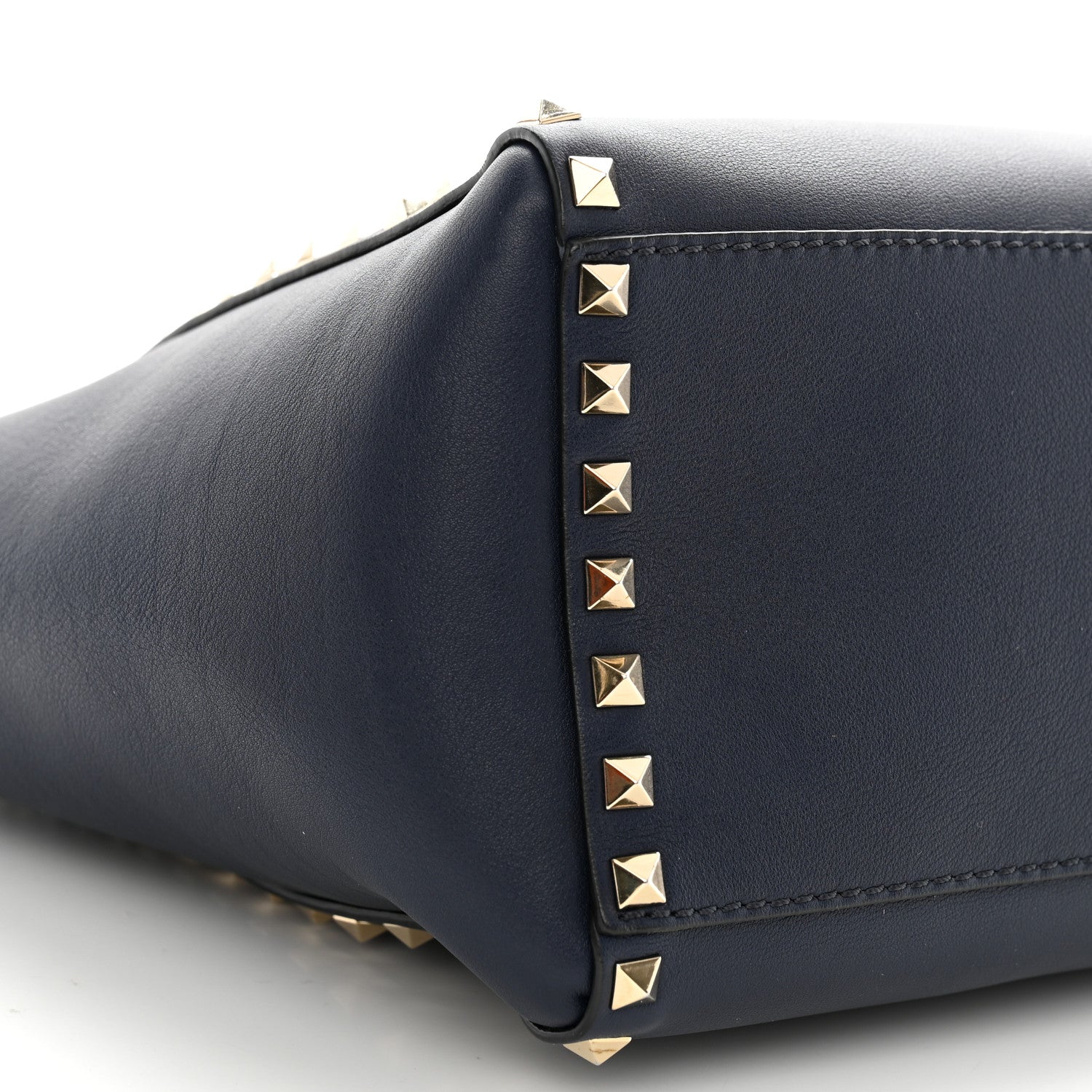 Valentino Garavani Vitello Rockstud Double Handle Tote Marine 9 of 14