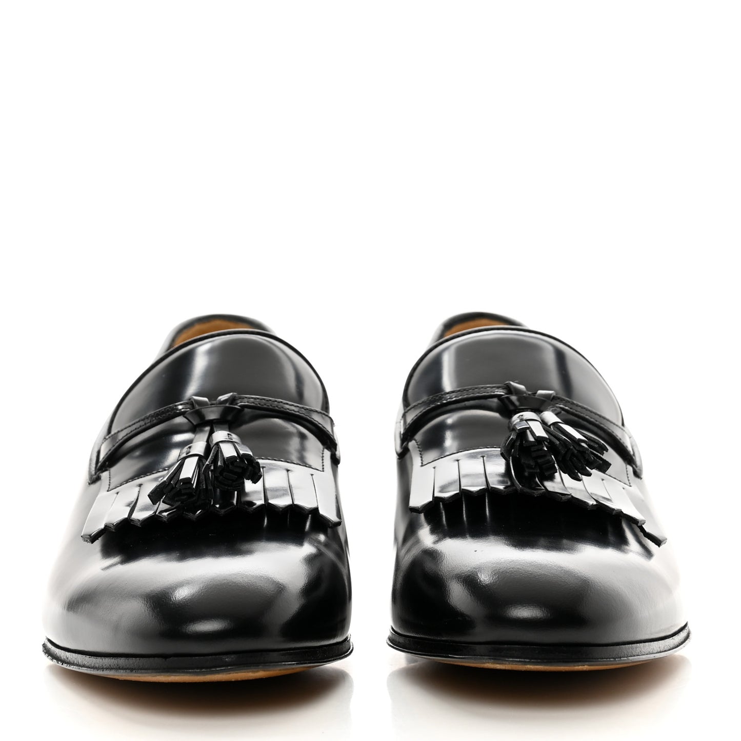 Calfskin Mens Tassel Loafers 9 Black