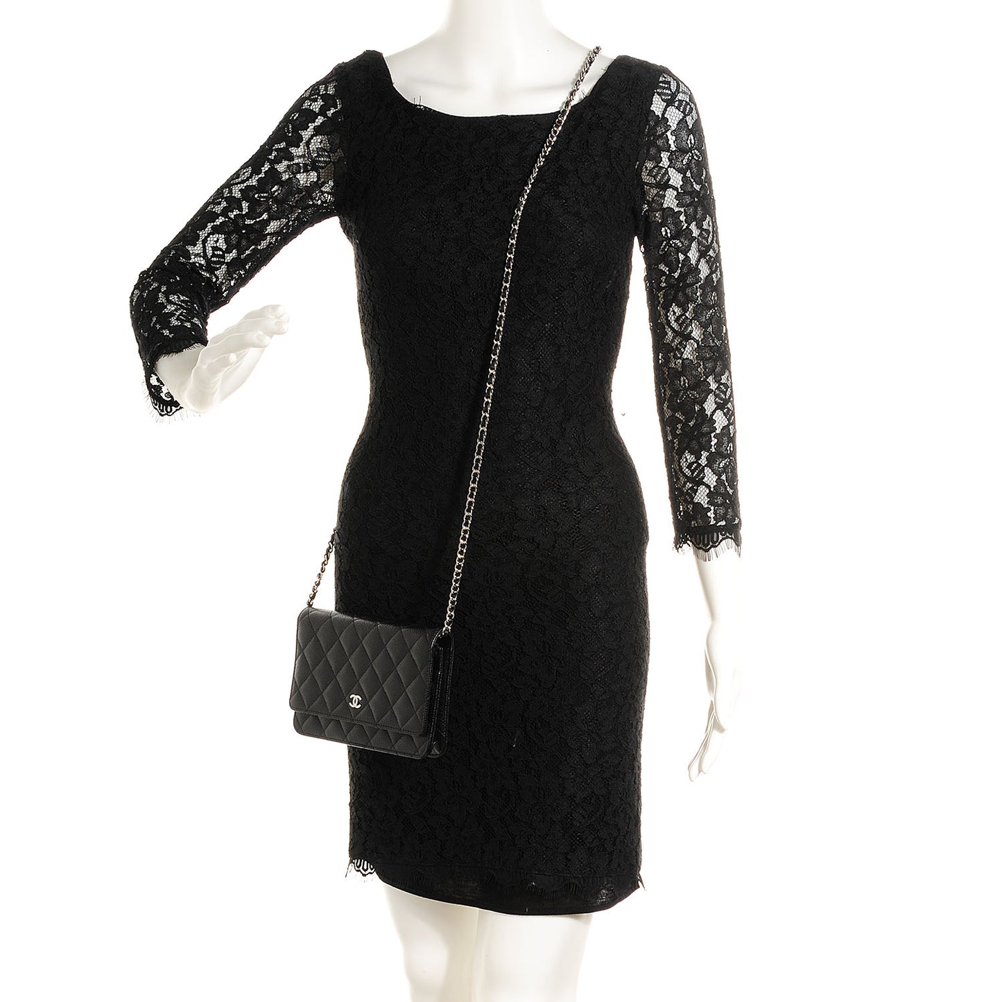 Caviar Quilted Wallet On Chain WOC Black