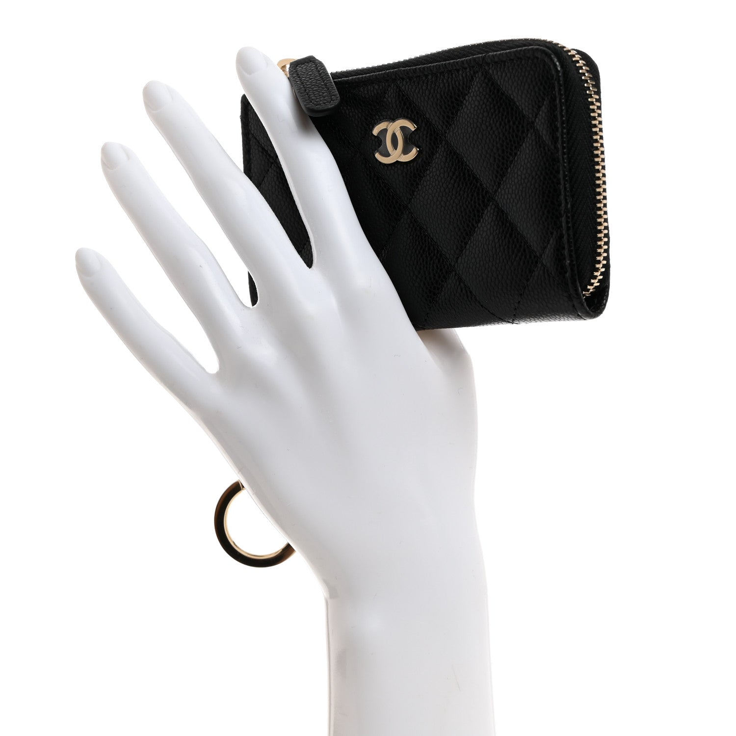 Chanel Caviar Quilted Zipped Key Holder Case Black 2 of 8