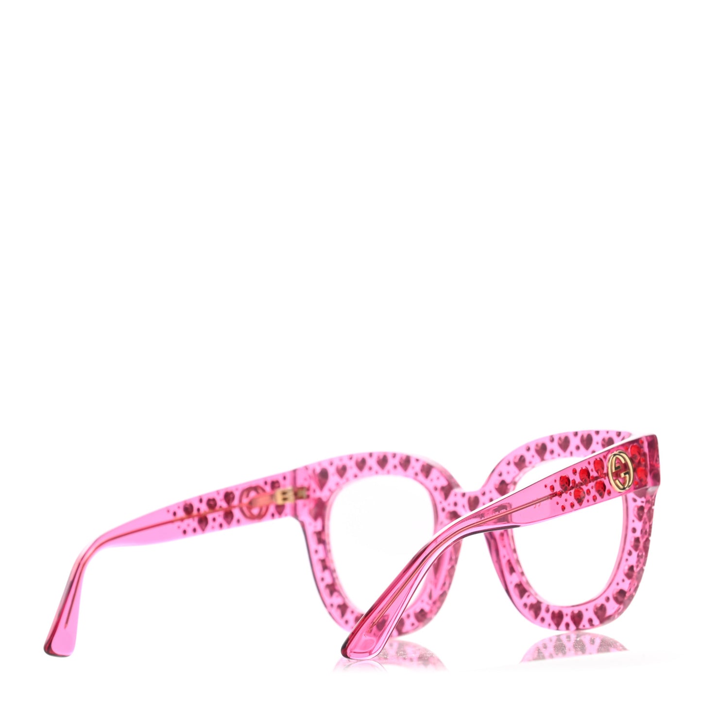 Acetate Crystal Heart GG0116S Sunglasses Fuchsia
