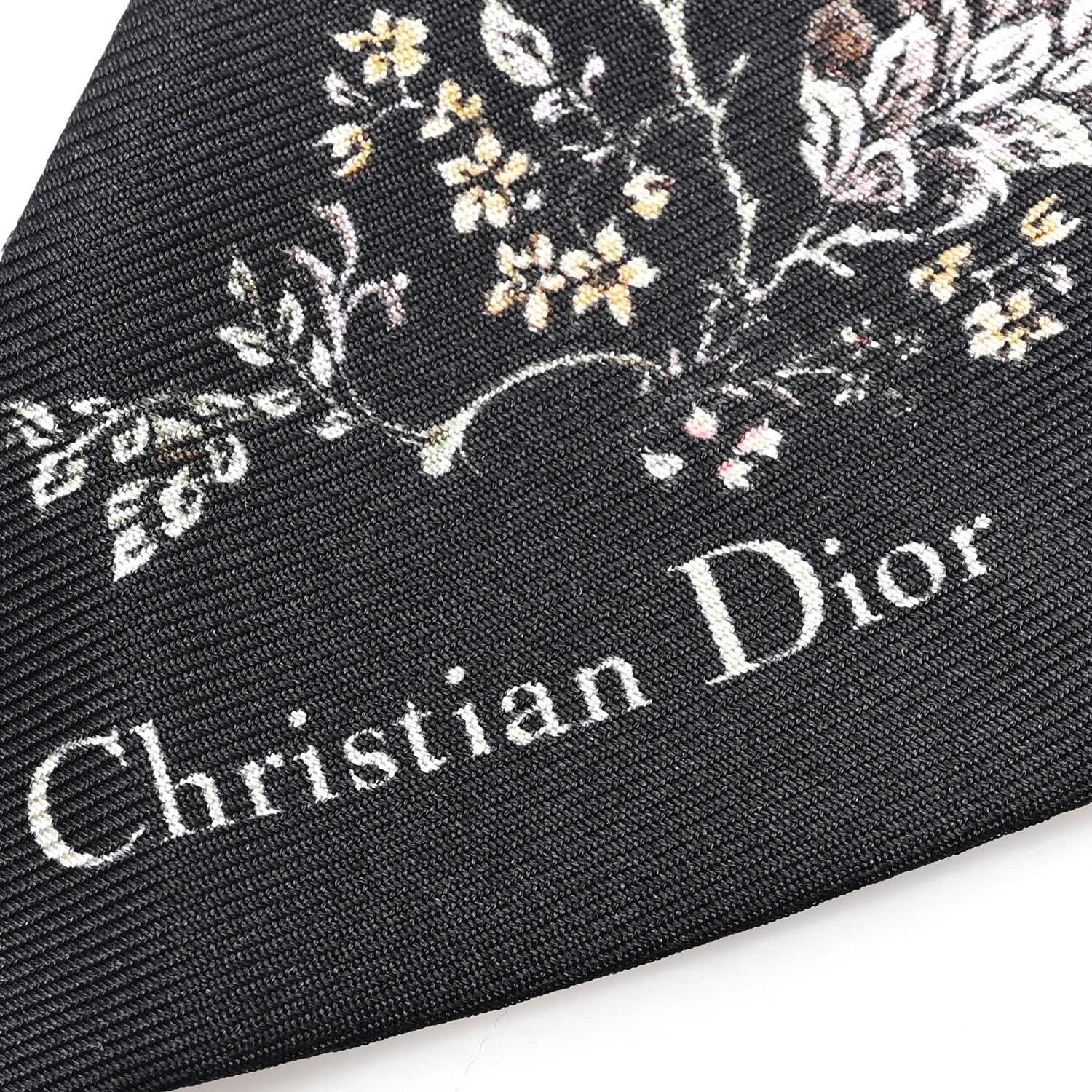 Christian Dior Silk Twill D-Floral Mitzah Scarf Black Multicolor