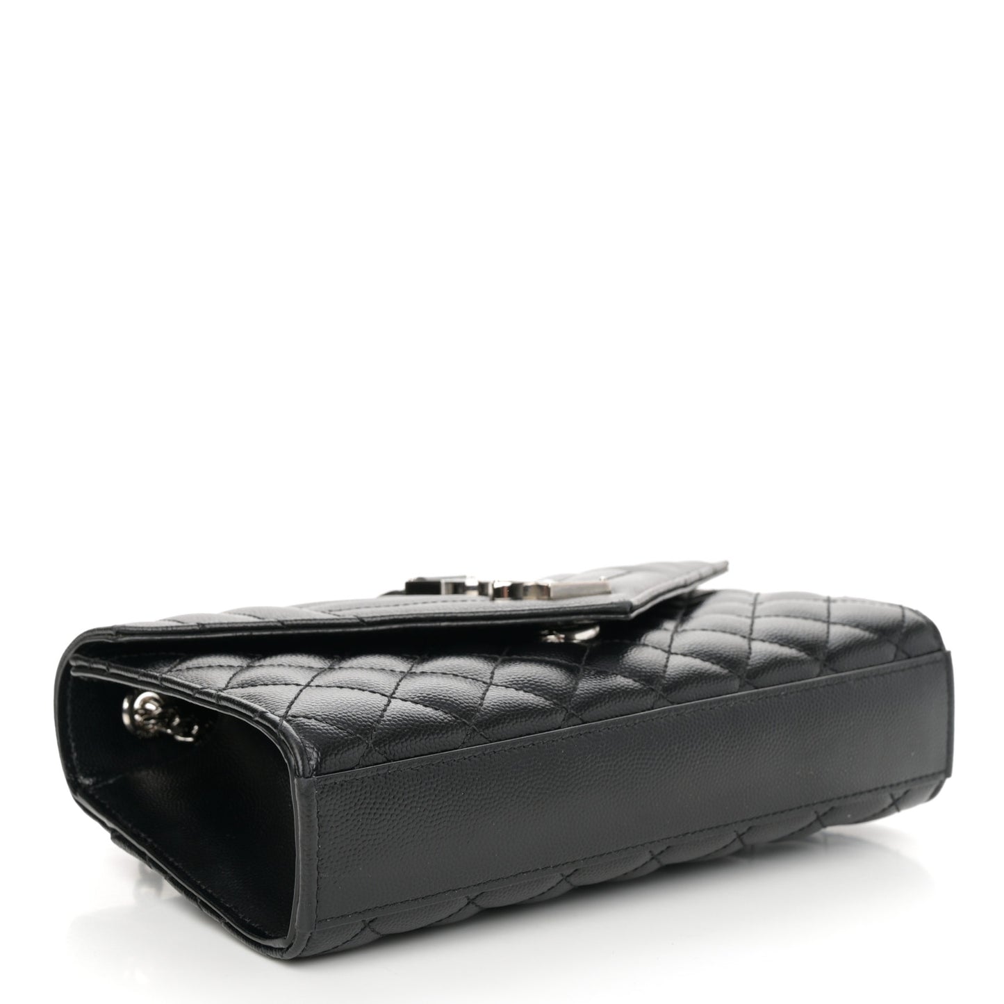 Grain De Poudre Textured Mixed Matelasse Triquilt Small Monogram Satchel Black