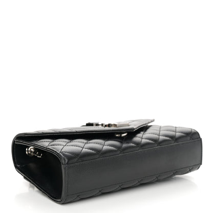 Saint Laurent Grain De Poudre Textured Mixed Matelasse Triquilt Small Monogram Satchel Black 4 of 9