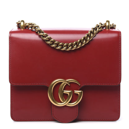 Gucci Knight Calfskin Small GG Marmont Chain Handle Bag Hibiscus Red 1 of 12