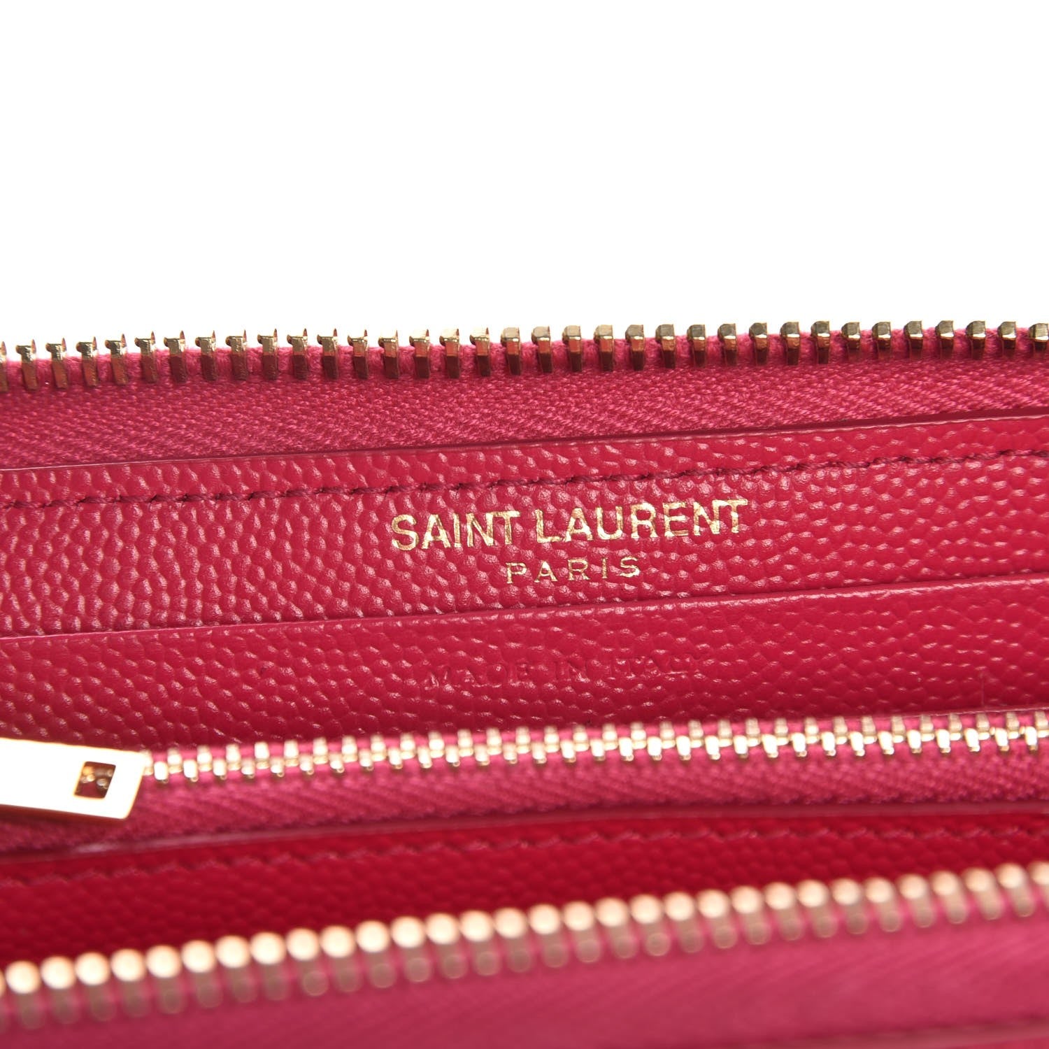 Saint Laurent Grain De Poudre Monogram Zip Around Wallet Lipstick Fuchsia 6 of 6