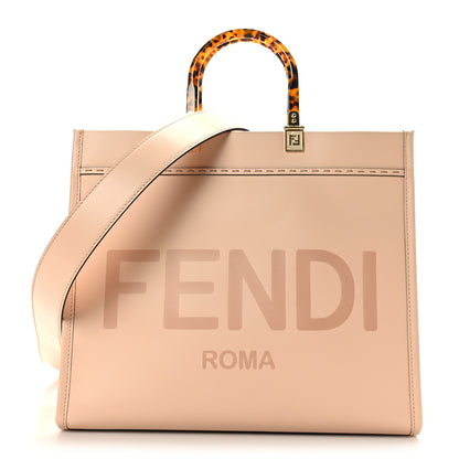 Fendi Vitello King Plexiglass Logo Embossed Medium Fendi Sunshine Shopper Tote Light Rose 1 of 8