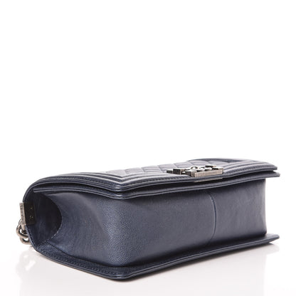 Chanel Metallic Calfskin Quilted Medium Boy Flap Blue 4 of 10