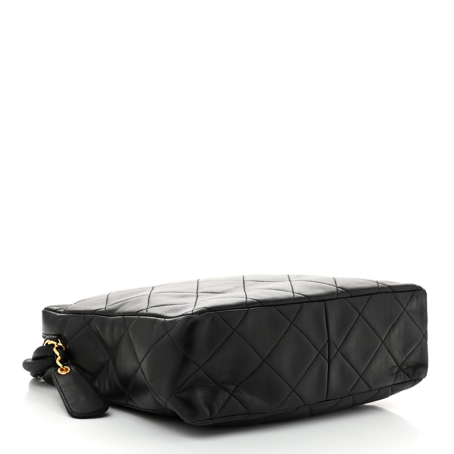Lambskin Quilted Messenger Bag Black