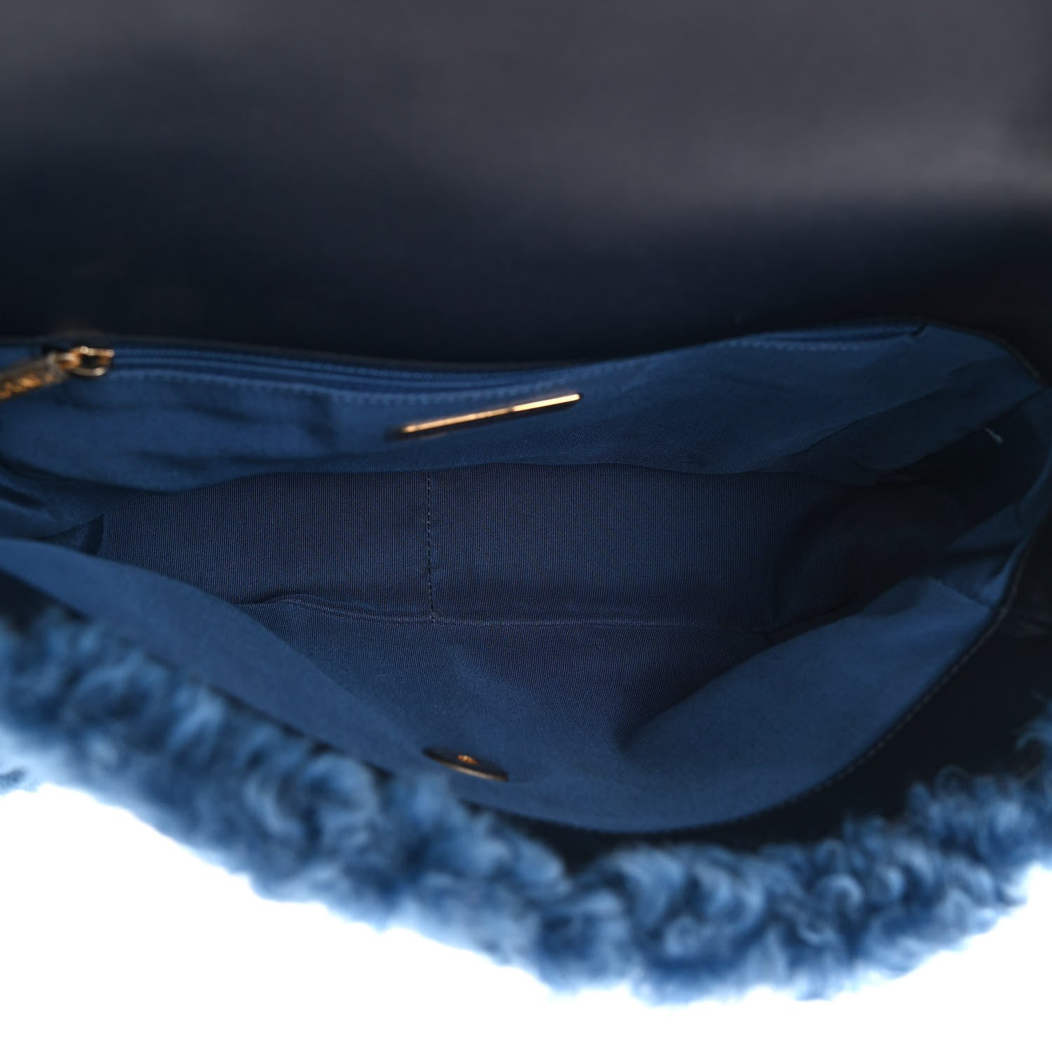 Chanel Shearling Sheepskin Medium Chanel 19 Flap Blue 6 of 12