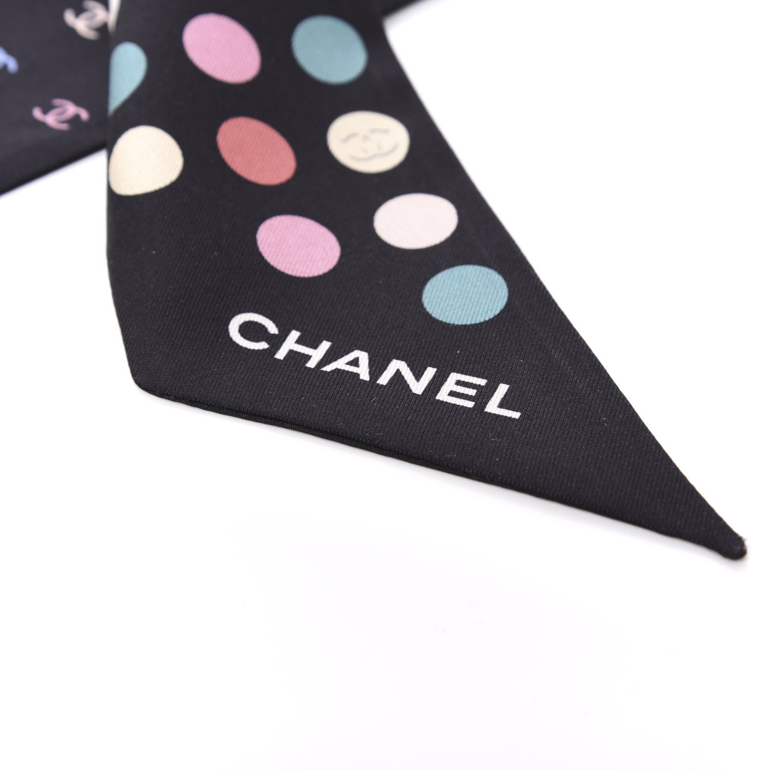 Chanel Silk Polka Dot CC Slim Bandeau Black Multicolor 3 of 3