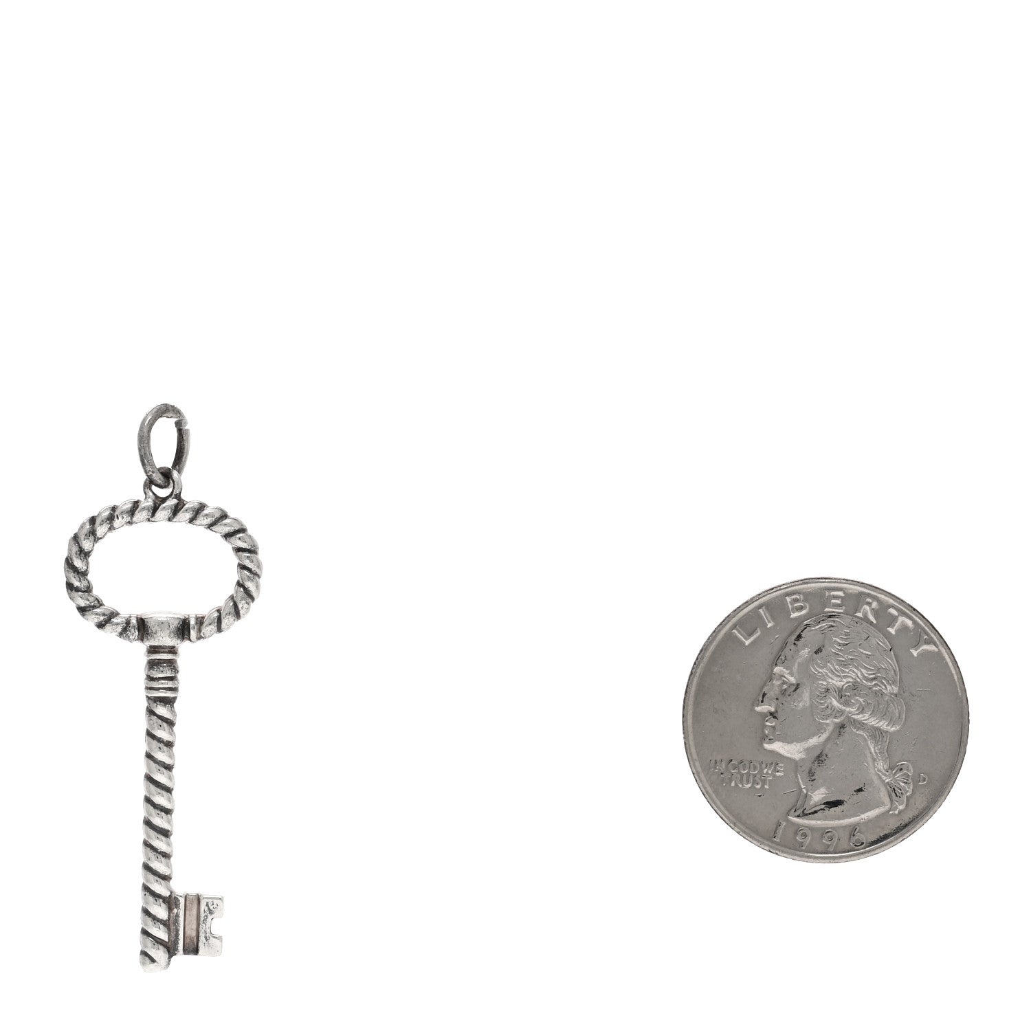 Tiffany Sterling Silver Twist Oval Key Pendant 2 of 3