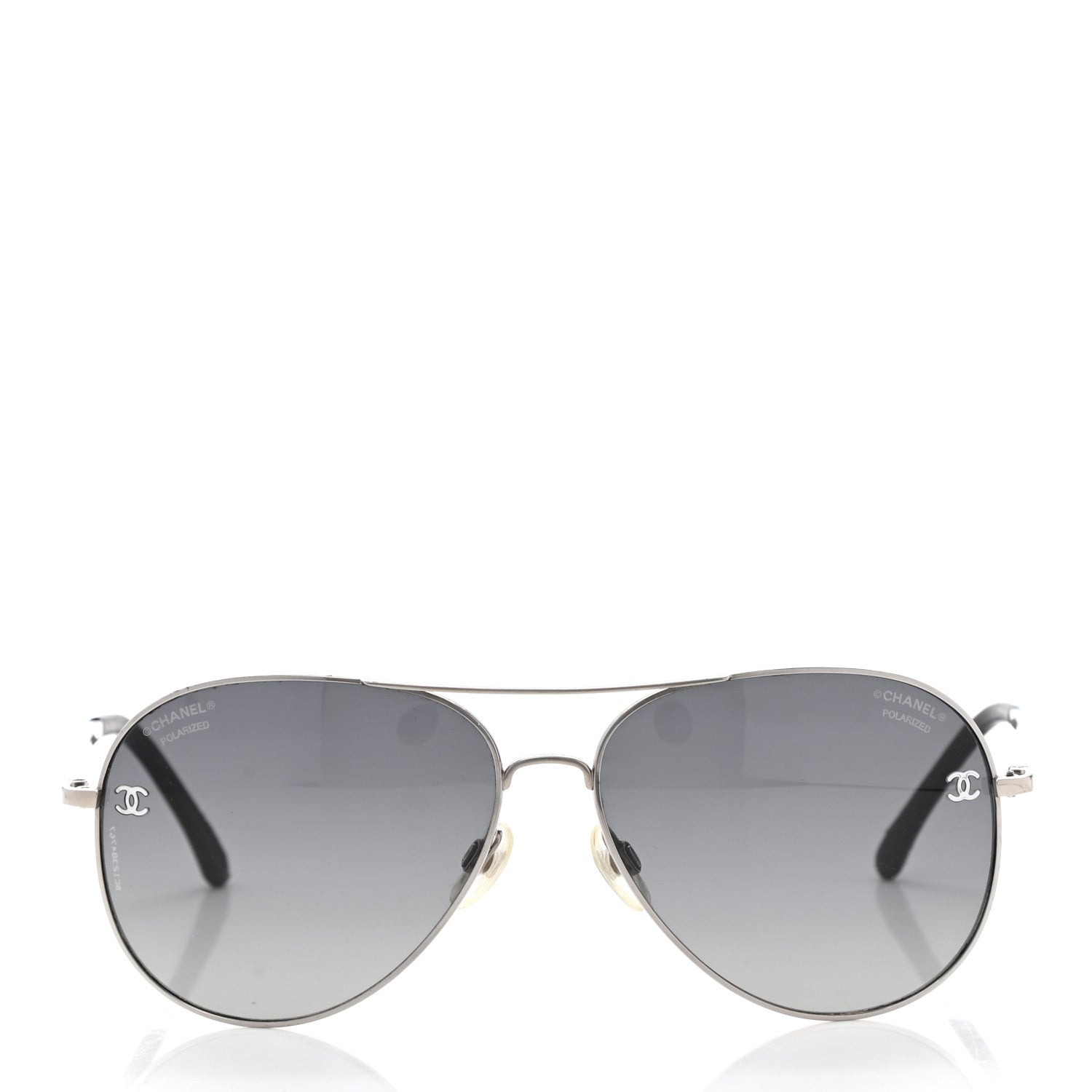 Chanel Metal Polarized Aviator CC Sunglasses 4189-T-Q Silver 2 of 10