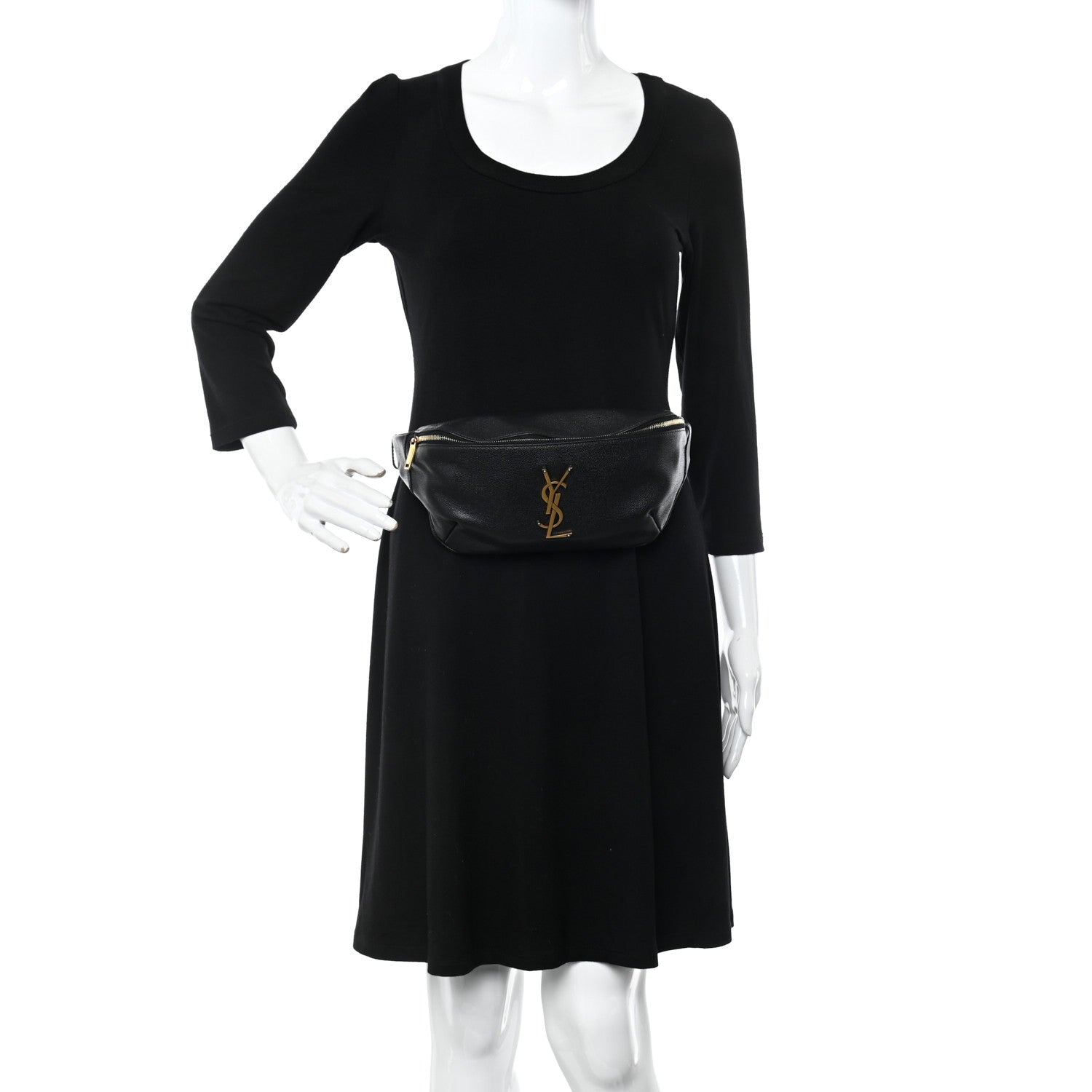 Saint Laurent Grain De Poudre Monogram Belt Bag Black 2 of 12