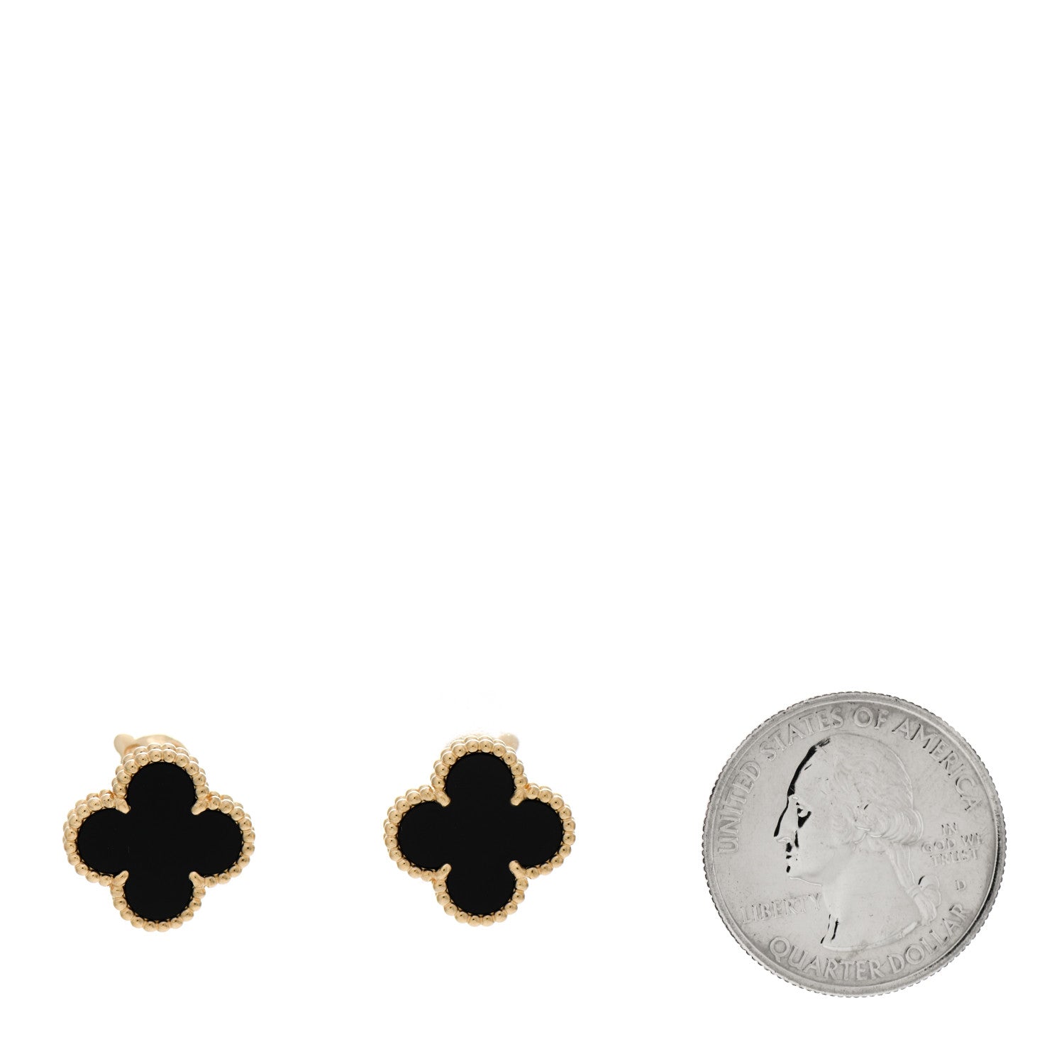 Van Cleef & Arpels 18K Yellow Gold Black Onyx Vintage Alhambra Earrings 2 of 5