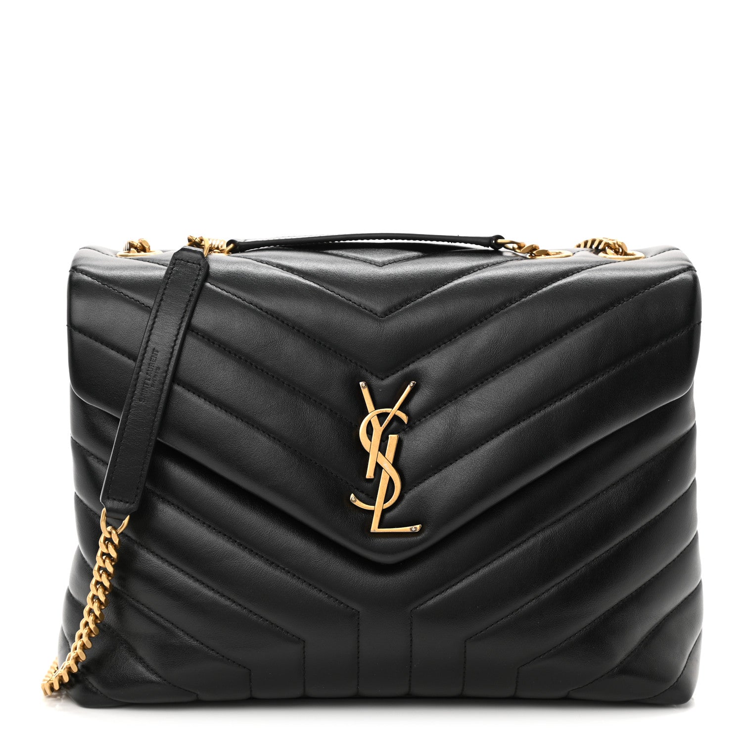 Saint Laurent Calfskin Y Quilted Monogram Medium Loulou Chain Satchel Black 1 of 12