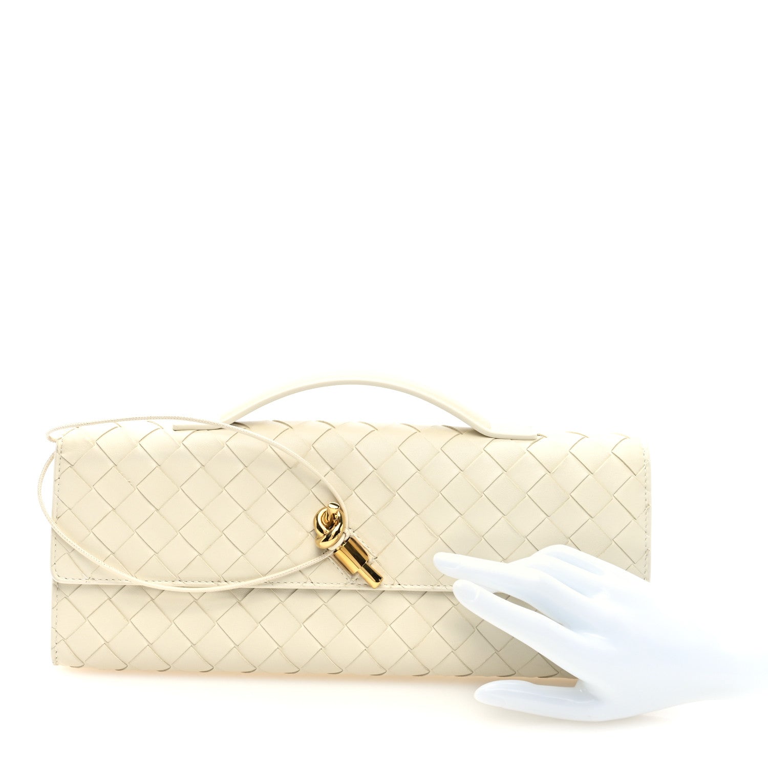Bottega Veneta Nappa Intrecciato Long Andiamo Top Handle Clutch Sea Salt 2 of 6