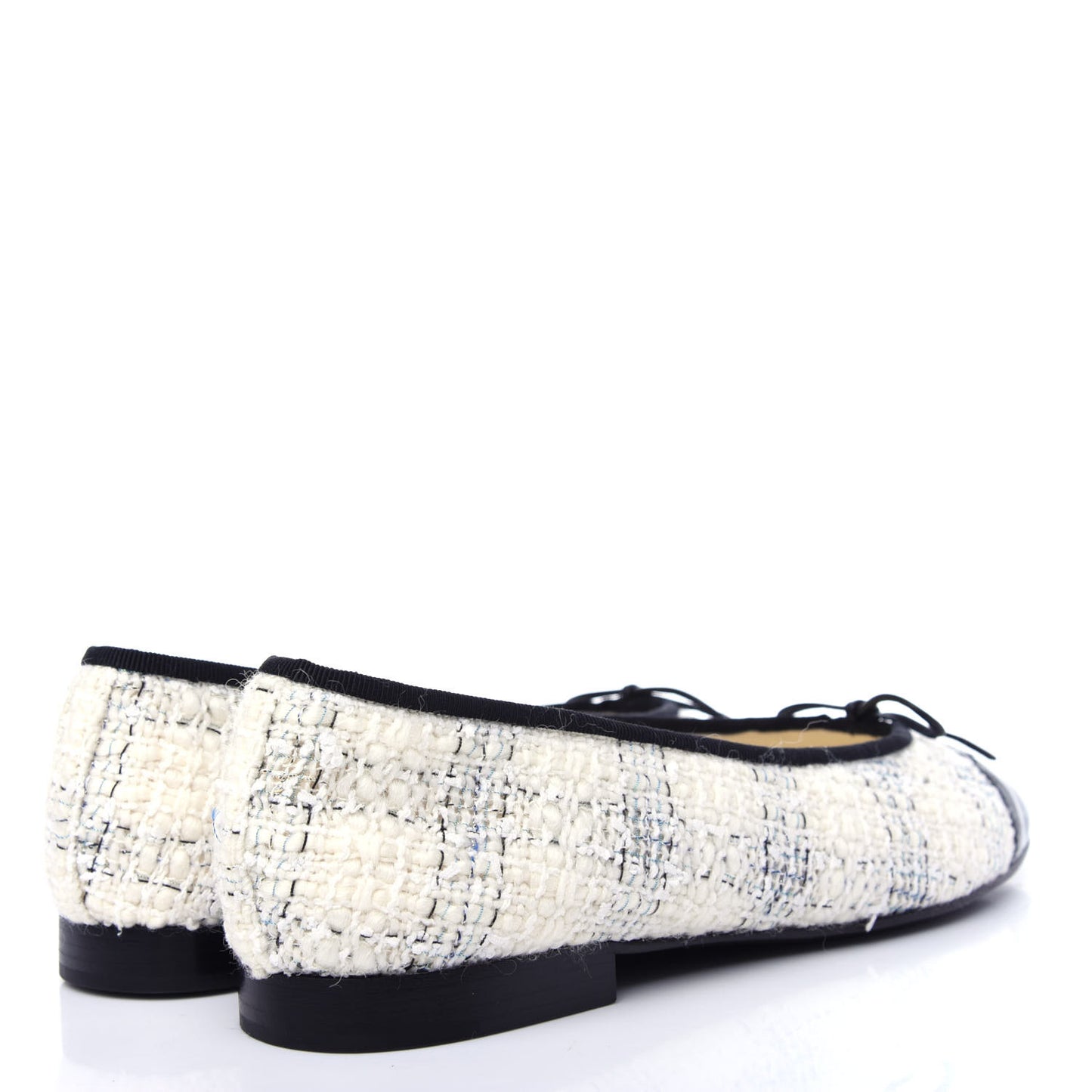 Tweed Cap Toe Ballerina Flats 40 White Black